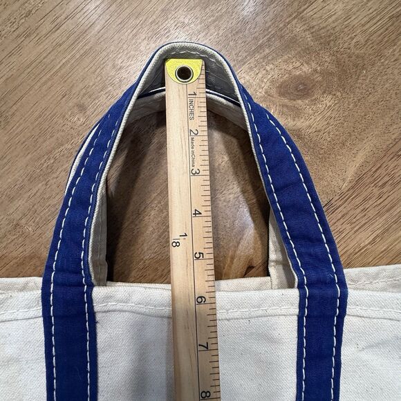 Vtg Lands End Heavy Canvas Tote Large Blue Trim USA - Picture 5 of 16
